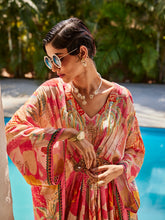 Digital Floral Printed Crepe Kaftan Dress